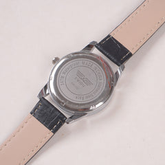 Man's Wrist Watch Silver with Black Straps