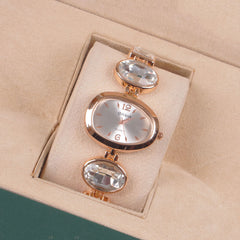 Womans Rosegold Chain Watch with White Dial