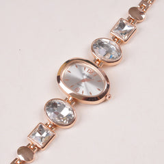 Womans Rosegold Chain Watch with White Dial