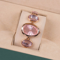 Womans Rosegold Chain Watch with Pink Dial
