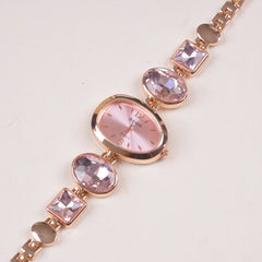 Womans Rosegold Chain Watch with Pink Dial
