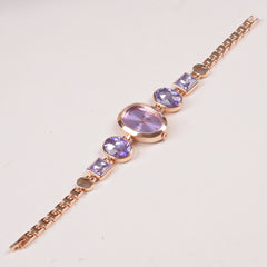 Womans Rosegold Chain Watch with Purple Dial