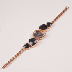 Womans Rosegold Chain Watch with Black Dial
