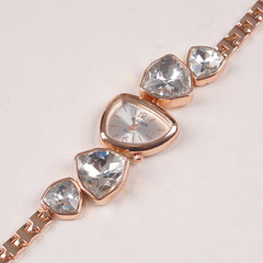 Womans Rosegold Chain Watch with White Dial