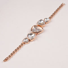 Womans Rosegold Chain Watch with White Dial