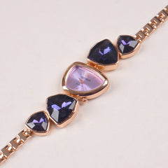 Womans Rosegold Chain Watch with Blue Dial