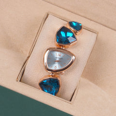 Womans Rosegold Chain Watch with Cyan Dial