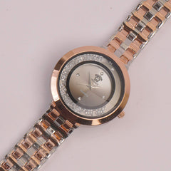 Two Tone Women Chain Watch Rosegold Blk