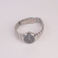 Women Chain Watch Silver Black