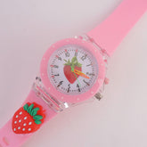 Kids Analogue Watch Pink Strawberry