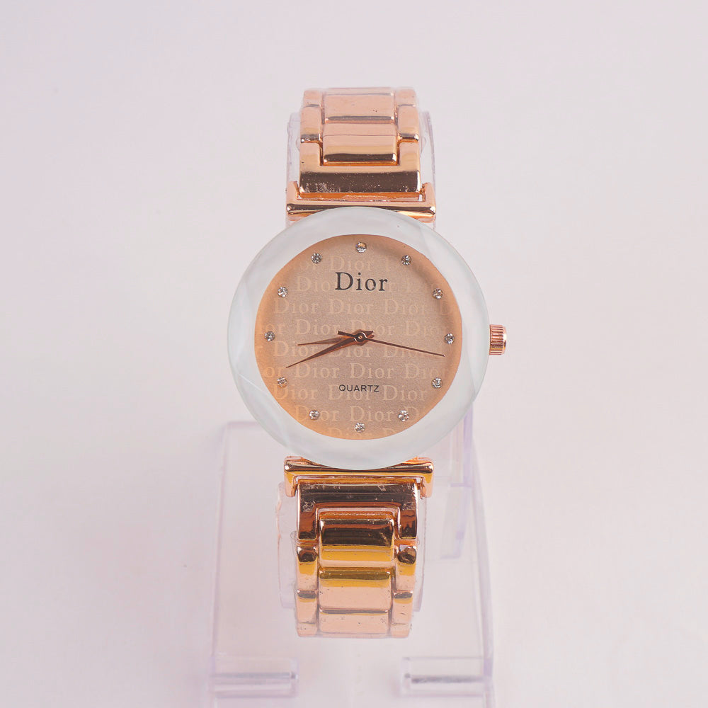 Women Chain Watch Rose gold with White & Rose Dial DR