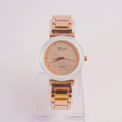 Women Chain Watch Rose gold with White & Rose Dial DR