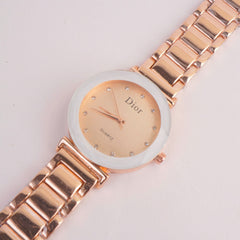 Women Chain Watch Rose gold with White & Rose Dial DR