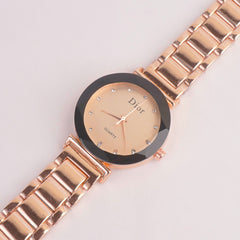 Women Chain Watch Rosegold with Black & Rose Dial DR