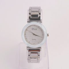Women Chain Watch Silver with White Dial DR