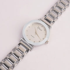Women Chain Watch Silver with White Dial DR