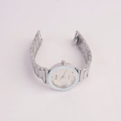 Women Chain Watch Silver with White Dial DR