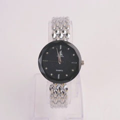 Women Chain Watch Silver with Black Dial C&K