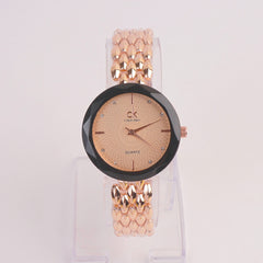 Women Chain Watch Rosegold with Black & Rose Dial C&K