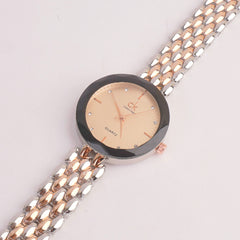 Women Chain Watch Rosegold with Black & Rose Dial C&K