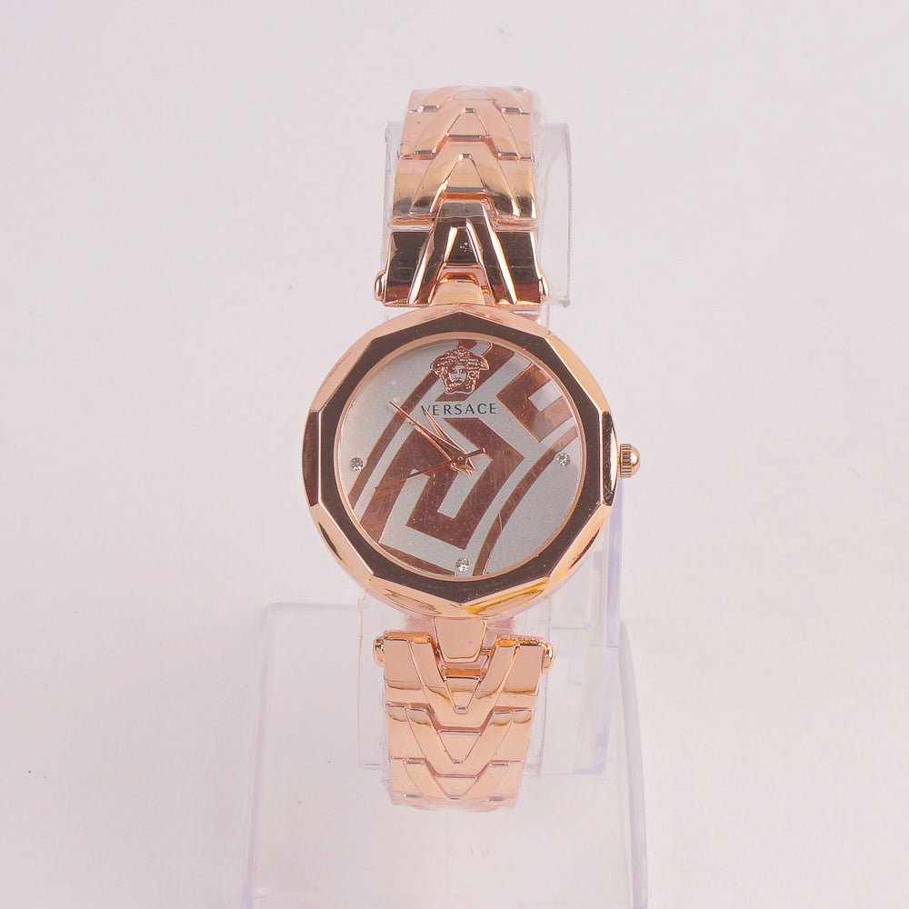 Women Chain Watch Rosegold with Rose & White Dial VCE