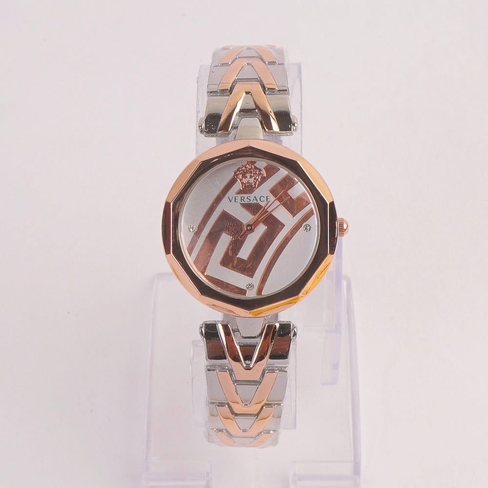 Women Chain Watch Twotone with Rose & White Dial VCE