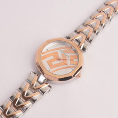 Women Chain Watch Twotone with Rose & White Dial VCE