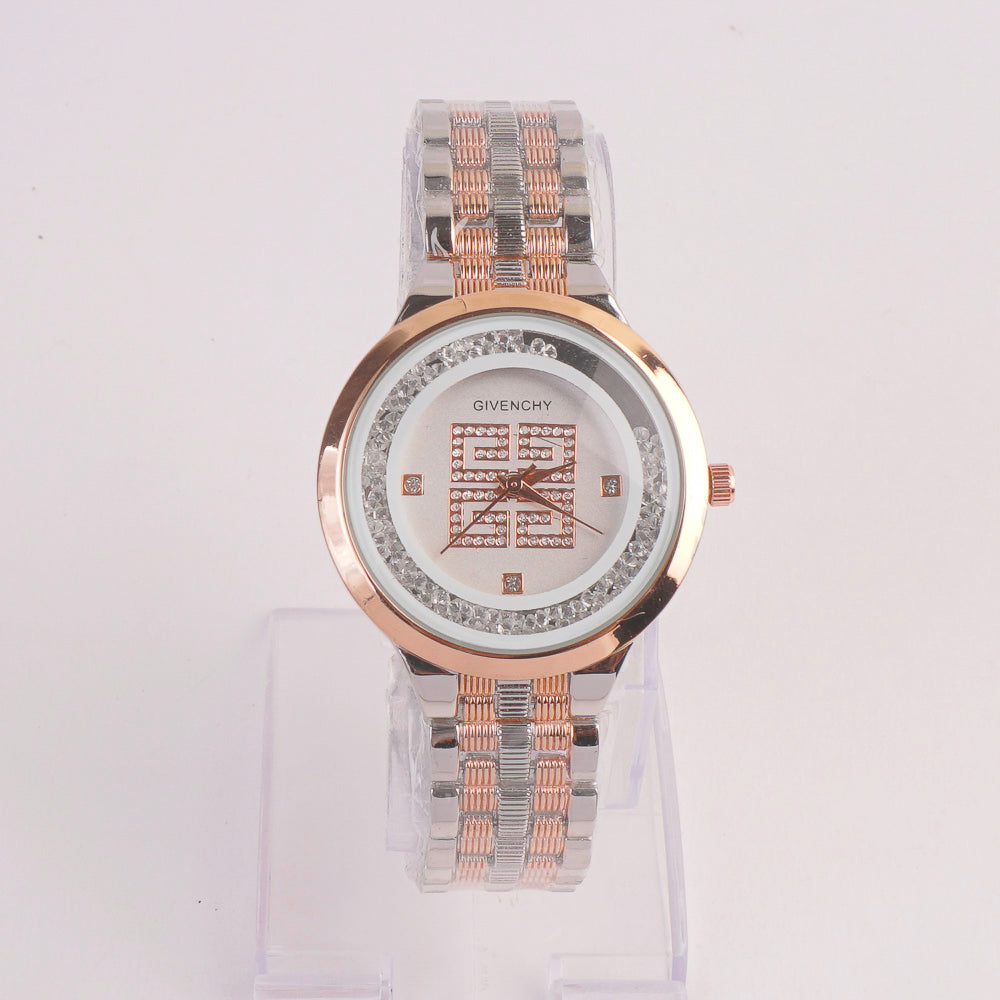 Women Chain Watch Twotone with Rose & Silver Dial GY