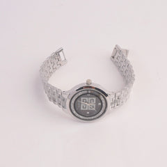 Women Chain Watch Silver with Black Dial GY