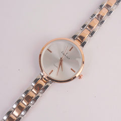 Women Twotone Chain Watch White Dail FCO
