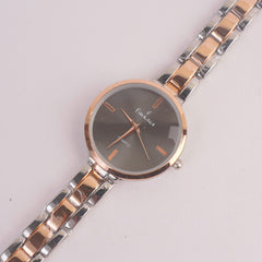 Women Twotone Chain Watch Black Dail FCO
