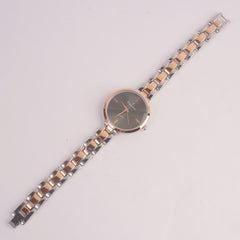 Women Twotone Chain Watch Black Dail FCO