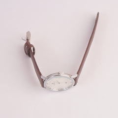 Men Casual Watch Brown Silver Dial