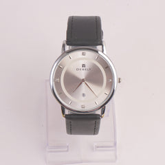 Men Casual Watch Black Silver Dial