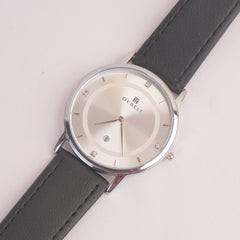 Men Casual Watch Black Silver Dial
