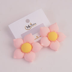 Women Flower Design Fashion Earring Pink
