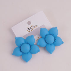 Women Flower Design Fashion Earring Light Blue