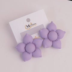 Women Flower Design Fashion Earring Purple