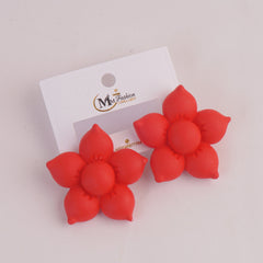 Women Flower Design Fashion Earring Red