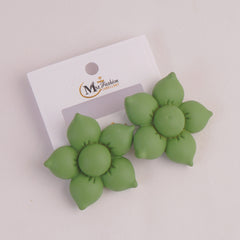 Women Flower Design Fashion Earring Green