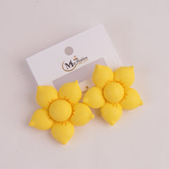 Women Flower Design Fashion Earring Yellow
