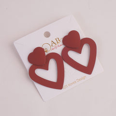 Women Heart Shape Fashion Earring Brown