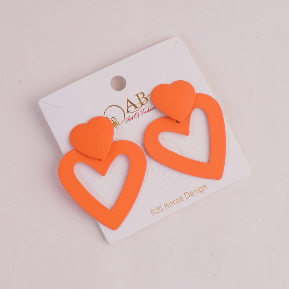 Women Heart Shape Fashion Earring Orange