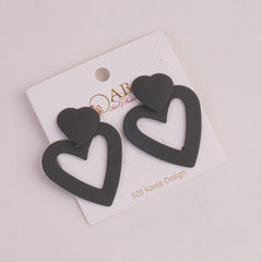 Women Heart Shape Fashion Earring Black