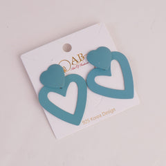 Women Heart Shape Fashion Earring Cyan
