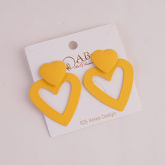 Women Heart Shape Fashion Earring Yellow