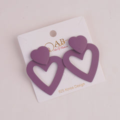 Women Heart Shape Fashion Earring Purple