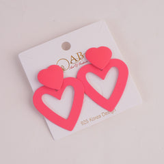 Women Heart Shape Fashion Earring Pink