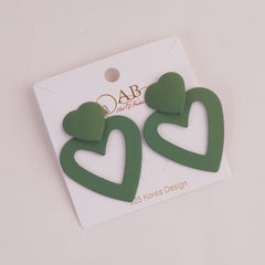 Women Heart Shape Fashion Earring Green