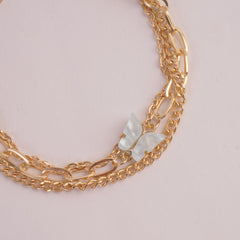 Womens Golden Chain Bracelet White